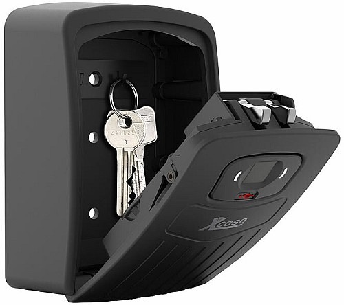 Schlüssel auch im Außenbereich sicher aufbewahren: Xcase Smarter Schlüssel-Safe SAF-200.app mit Fingerabdruck-Erkennung, bis 10 Nutzer, App