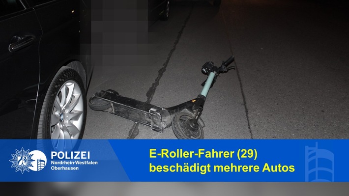 POL-OB: Nach der Kirmes: E-Roller-Fahrer beschädigt vier Autos