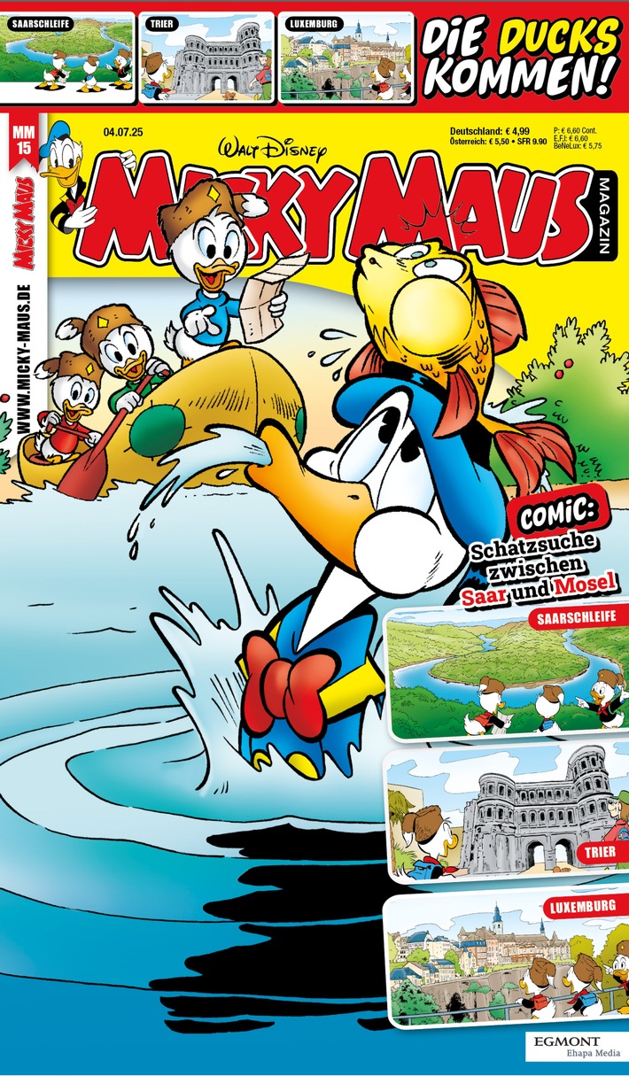 Micky Maus Magazin 15/2025 bringt Donald Duck ins Saarland, nach Trier und Luxemburg!