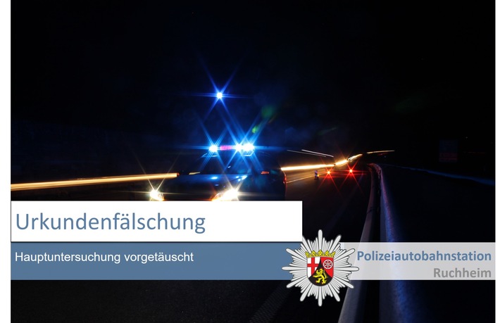 POL-PDNW: Polizeiautobahnstation Ruchheim: Urkundenfälschung durch Spritmangel enttarnt