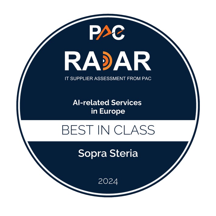 &quot;PAC Innovation Radar&quot;: Sopra Steria als einer der führenden Anbieter für KI-Services in Europa ausgezeichnet