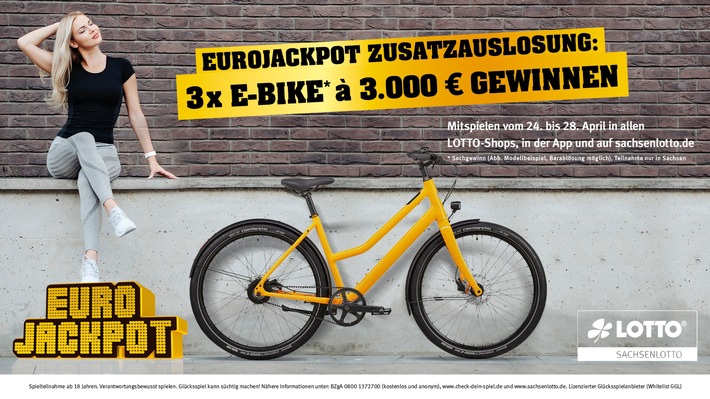 Eurojackpot-Verlosung: Chance auf E-Bikes im Wert von 3.000 Euro
