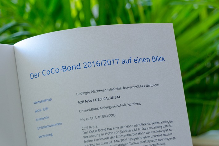 24 Millionen Euro platziert - starke Nachfrage nach grünem CoCo-Bond
