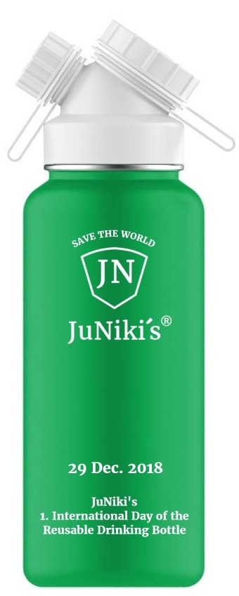 Die Abwrackprämie kommt / SAVE THE WORLD FROM PET BOTTLES / Am 29.12.18 ist &quot;JuNiki&#039;s 1. Internationaler Tag der nachhaltigen Trinkflasche&quot; / Der gute Vorsatz für 2019 - unterstützt durch JuNiki&#039;s