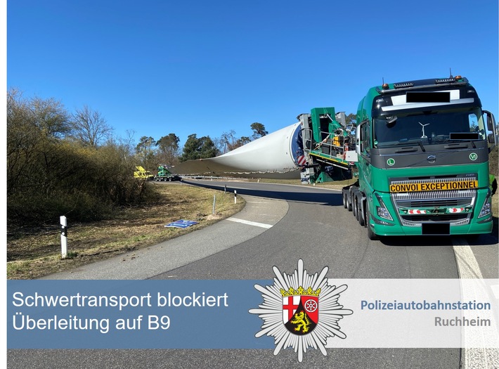 POL-PDNW: Polizeiautobahnstation Ruchheim - Schwertransport blockiert Autobahnkreuz Speyer - Nachtrag