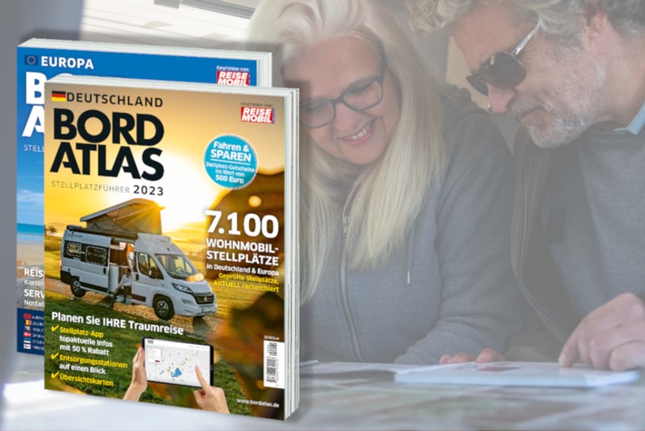 Premium-Stellplatzführer "Bordatlas 2023" aus dem DoldeMedien Verlag neu erschienen: Neue Ausgabe mit 7.100 Stellplätzen in zwei Bänden für Deutschland und Europa