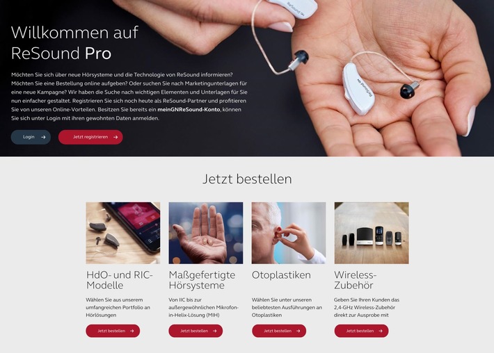 Website, Bestell-Service, Anpass-Software... - ReSound präsentiert neue Hörakustiker-Homepage pro.resound.com