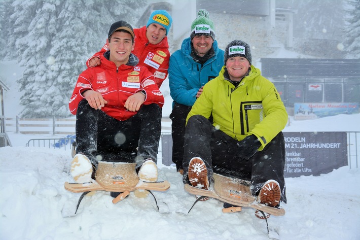 Winterneuheit im Skigebiet Muttereralm bei Innsbruck: Rasanter Rodelspaß mit dem Pistenbock®  - BILD