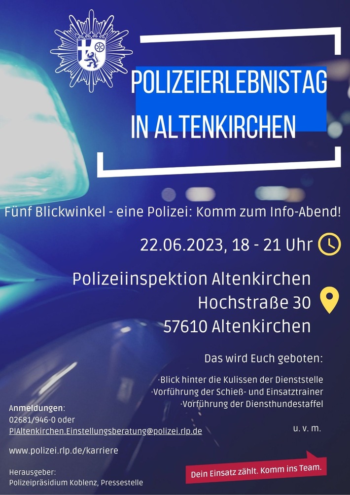 POL-PDNR: Fünf Blickwinkel - eine Polizei Einladung zum Polizeierlebnistag bei der Polizei Altenkirchen