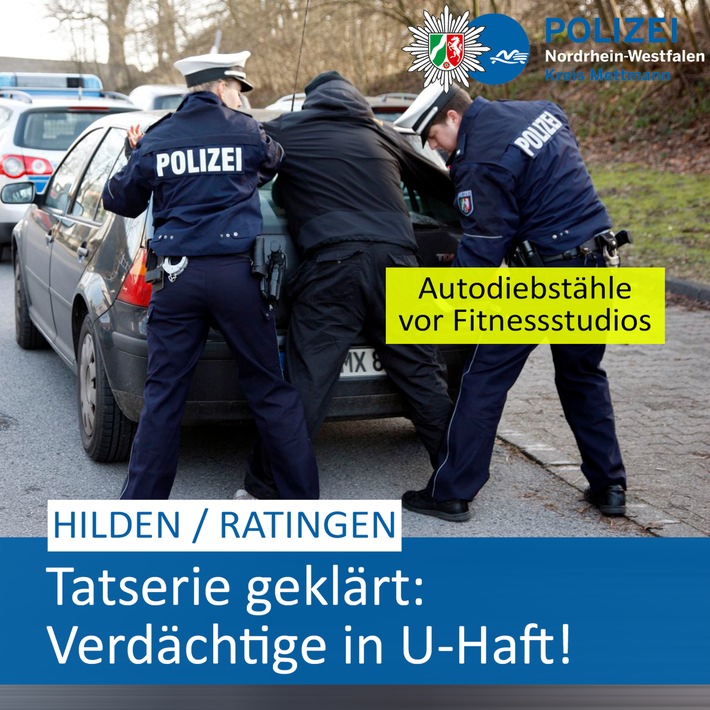 POL-ME: Serie von Autodiebstählen: Polizei fasst Tatverdächtige - Hilden / Ratingen / Bochum - 2411030