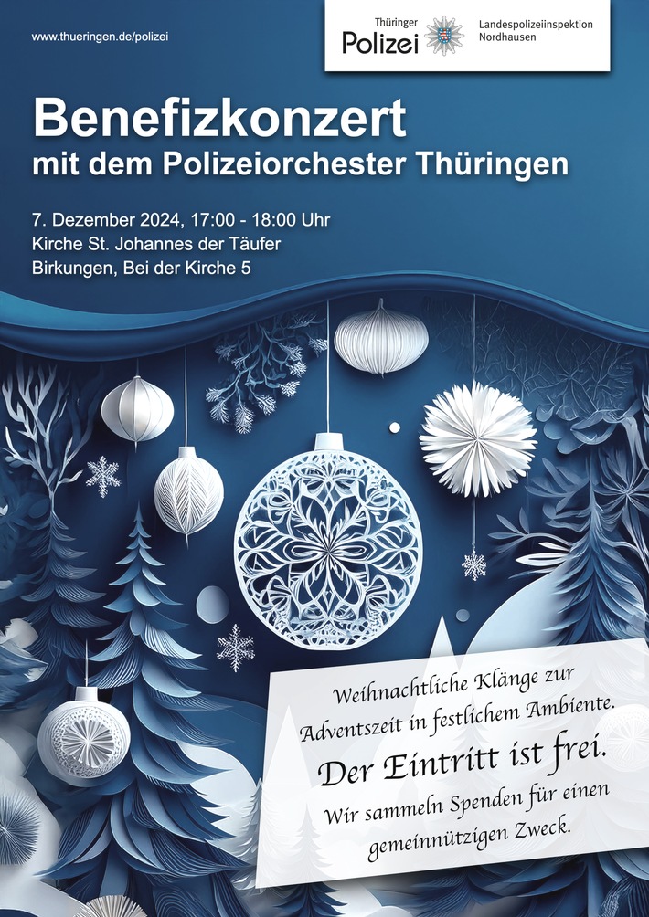 LPI-NDH: Großes Benefizkonzert mit dem Polizeiorchester Thüringen