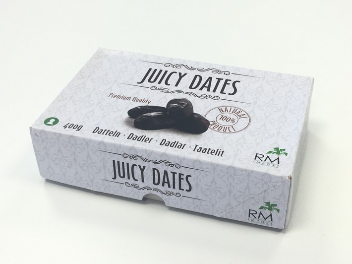 Produktrückruf / "RM Import, Juicy Dates Datteln, 400g"