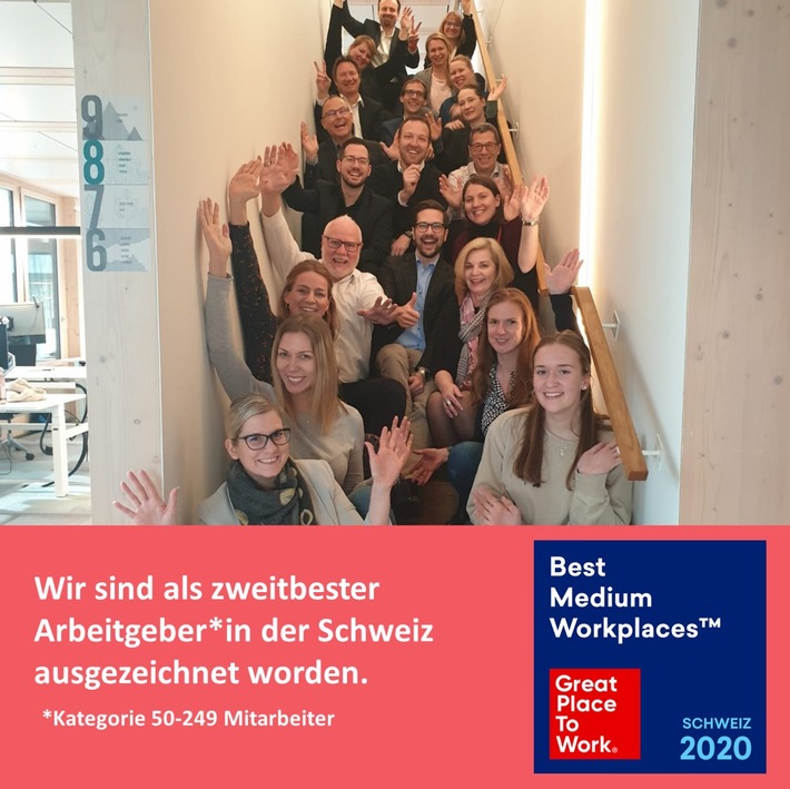 Amgen Switzerland ist zweitbester Arbeitgeber der Schweiz / Amgen bekommt "Silber" in der Kategorie 50-249 Mitarbeitende; 9 von 10 Mitarbeitenden empfehlen Amgen als "Great Place to Work".