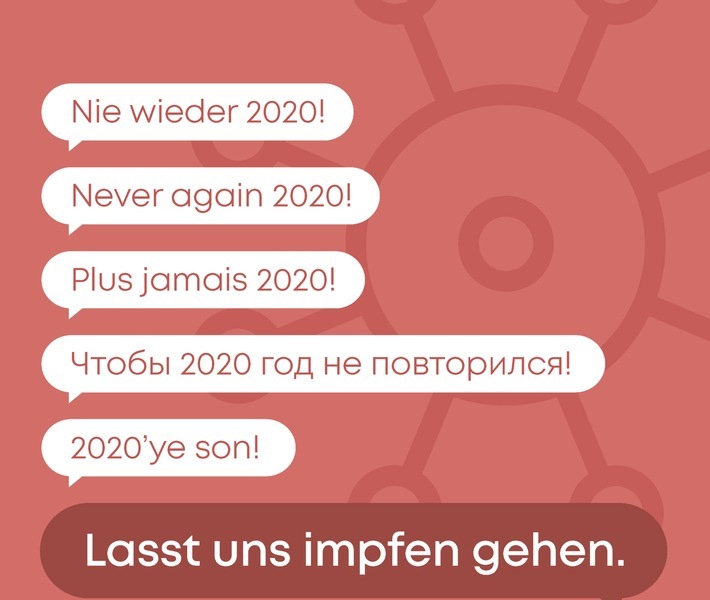Kampagnenmotiv Initiative gegen Corona "Lasst uns impfen gehen" / Weiterer Text über ots und www.presseportal.de/nr/135077 / Die Verwendung dieses Bildes ist für redaktionelle Zwecke honorarfrei. Veröffentlichung bitte unter Quellenangabe: "obs/NOVENTI Health SE"