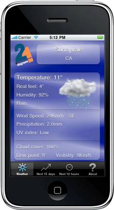 21degrees SA launches its iPhone application with weather GPS that locates your telephone and provides you with the weather data where you are at the time up to 15 days