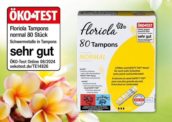 Günstig und hervorragende Zusammensetzung: ÖKO-TEST zeichnet Tampons der NORMA Eigenmarke FLORIOLA mit "sehr gut" aus / Bestnote für Biokomponentenfaser und keine Schwermetallbelastung