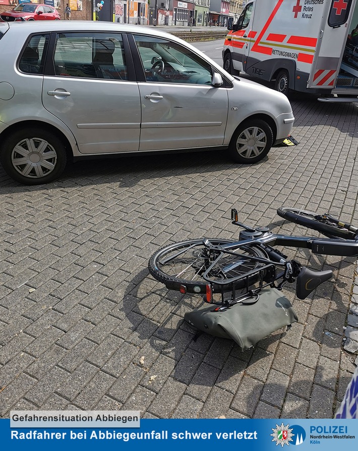 POL-K: 210624-1-K Gefahrensituation Abbiegen - Radfahrer bei Abbiegeunfall schwer verletzt