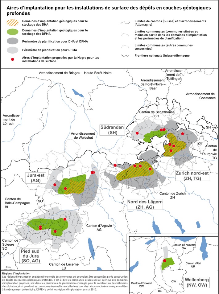 Gestion des déchets radioactifs - Communication des propositions de sites pour les installations de surface de dépôts géologiques profonds