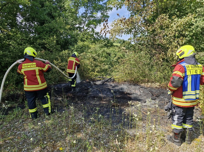 FW Reichenau: Grünschnitt in Brand geraten, Reichenau-Oberzell, 21.06.2025