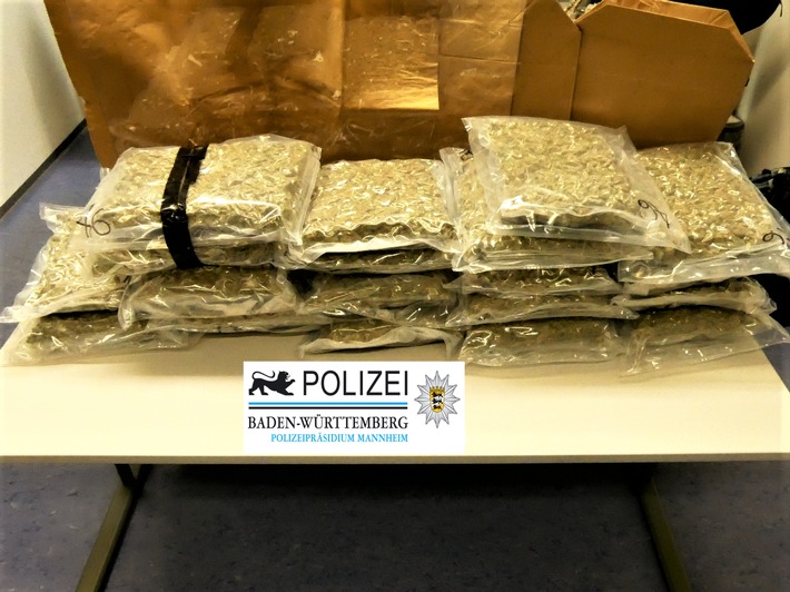 POL-MA: Hockenheim/Rhein-Neckar-Kreis: Zwei Tatverdächtige im Alter von 33 und 44 Jahren wegen Verdachts des Drogenhandels in nicht geringer Menge in Haft - 20 Kilogramm Marihuana sichergestellt