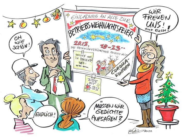 Betriebliche Weihnachtsfeier unter Corona-Bedingungen / Weiterer Text über ots und www.presseportal.de/nr/65320 / Die Verwendung dieses Bildes für redaktionelle Zwecke ist unter Beachtung aller mitgeteilten Nutzungsbedingungen zulässig und dann auch honorarfrei. Veröffentlichung ausschließlich mit Bildrechte-Hinweis.

