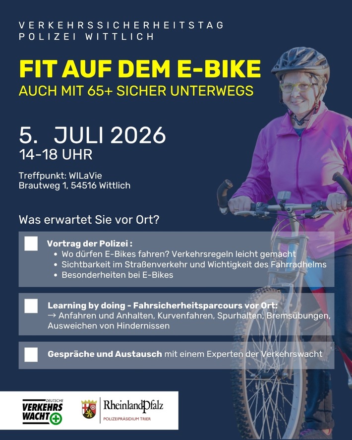 POL-PDWIL: Verkehrssicherheitstag der Polizei Wittlich - Fit auf dem (E)-Bike am 05.07.2026