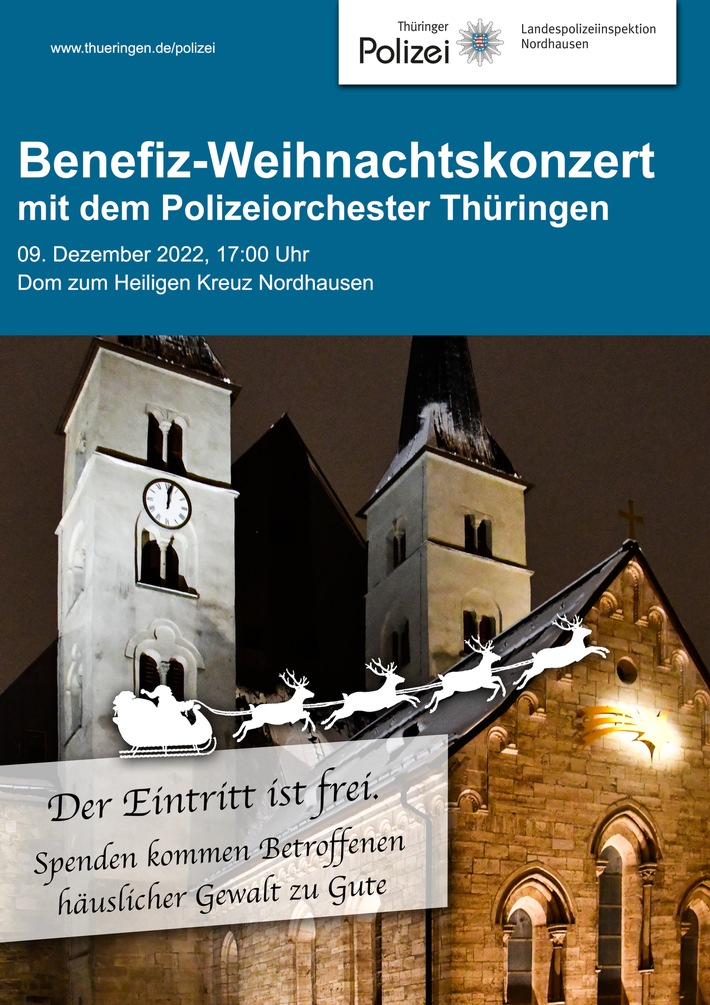 LPI-NDH: Benefiz-Weihnachtskonzert der Polizei Nordthüringen und der Kirche Nordhausen.