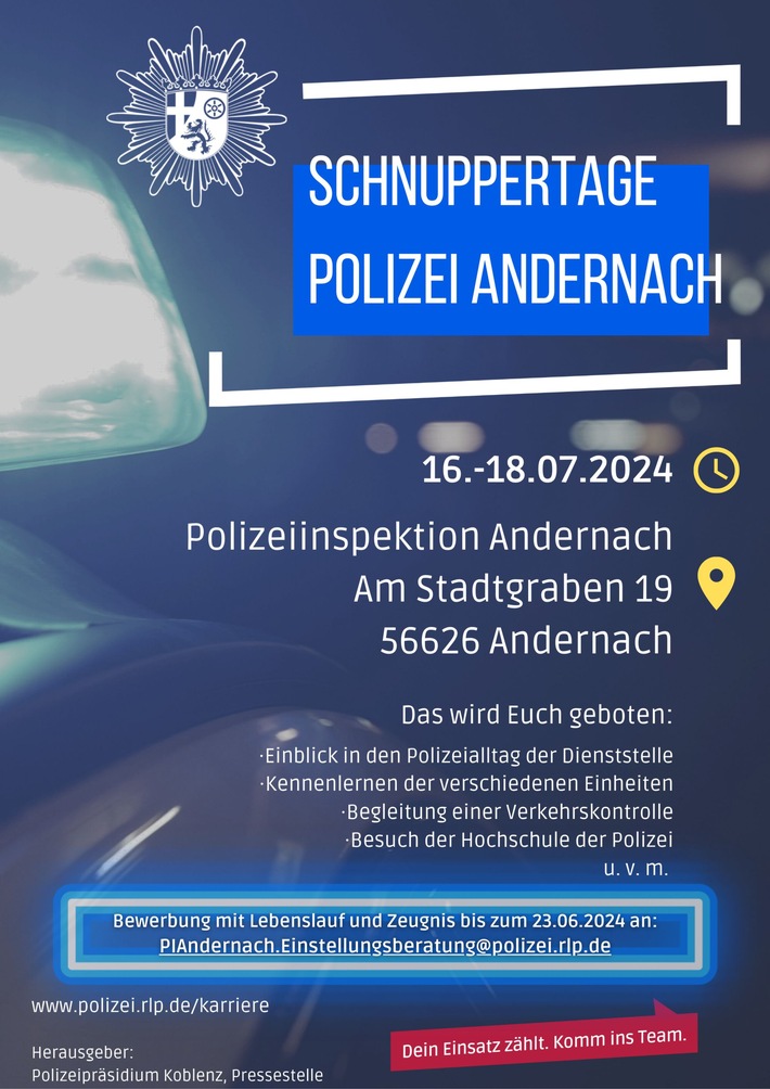 POL-PPKO: Schnupperpraktikum bei der Polizeiinspektion Andernach