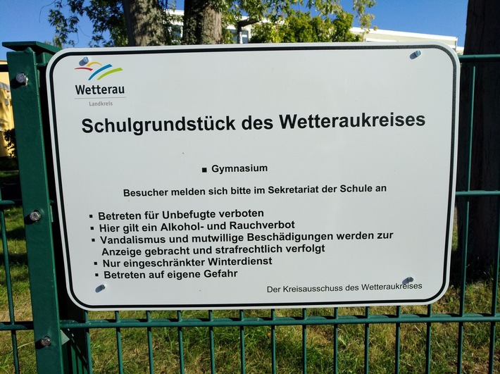 POL-WE: Vandalismus auf Schulgeländen - das geht uns alle an!