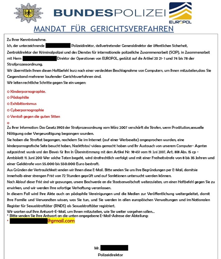 LKA-RP: Genug Betrug / Warnung vor gefälschten Behördenschreiben