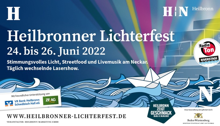 Heilbronner Lichterfest am Neckar: Lasershows, Illuminationen, Musik und Kulinarik an der Neckarmeile