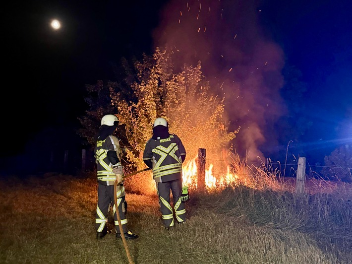 FW Hünxe: Brennende Vegetation am Wesel-Datteln-Kanal