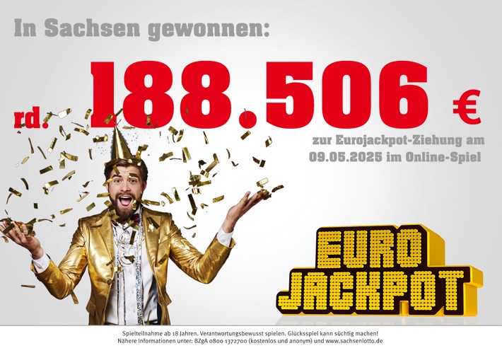 Sonniger Eurojackpot-Gewinn: 188.506,80 Euro für Online-Spieler aus Sachsen
