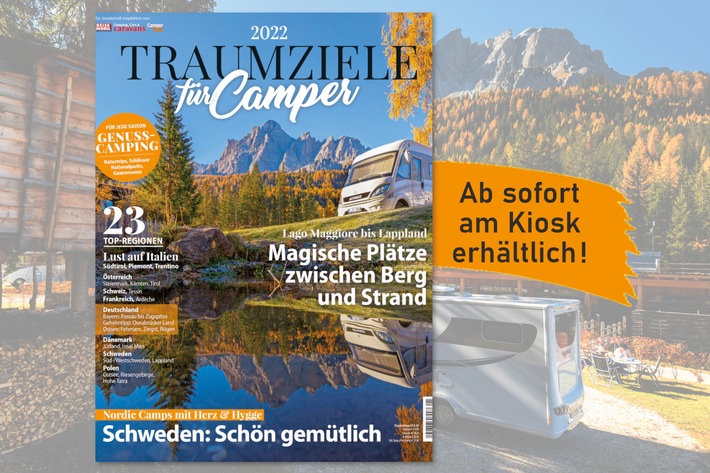 &quot;Traumziele für Camper&quot;: Neues Magazin stellt Top-Regionen 2022 vor