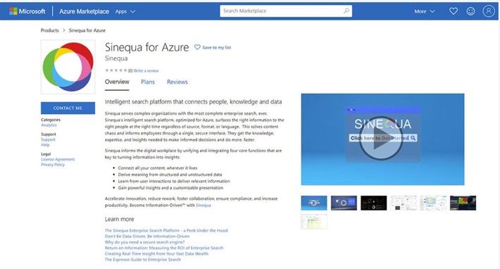 Cloud-optimierte Suchplattform von Sinequa für Microsoft Azure