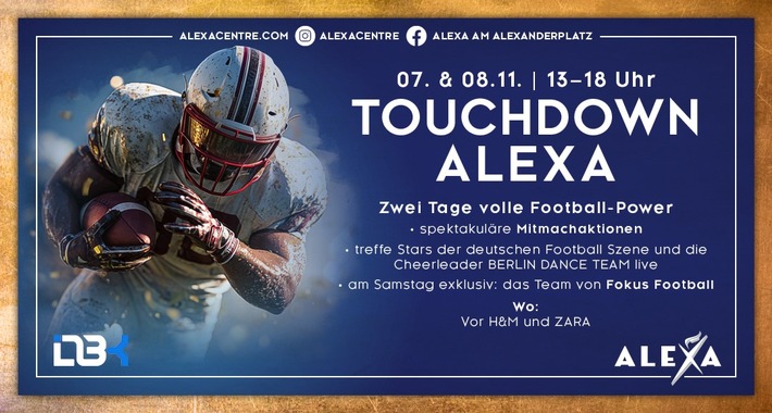 Pressemitteilung: Das ALEXA begeistert am 7. und 8. November mit American Football Event zum Mitmachen