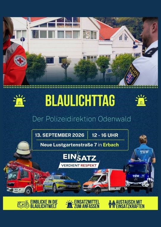POL-DA: Erbach: Blaulichttag bei der Polizeidirektion Odenwald am 13. September