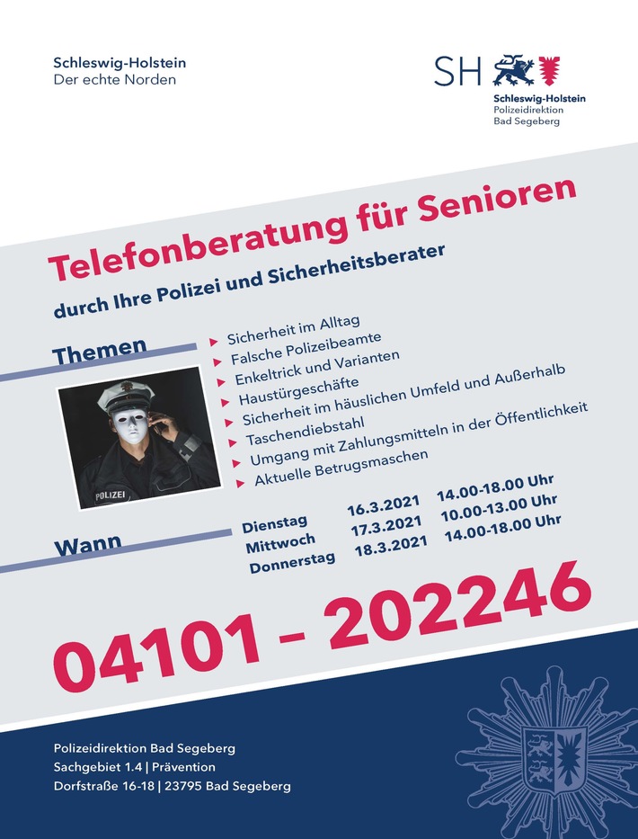 POL-SE: Kreis Segeberg / Kreis Pinneberg - Präventionsaktion für Senioren