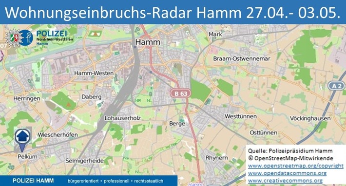 POL-HAM: Wohnungseinbruchs-Radar Hamm 27. April bis 3. Mai