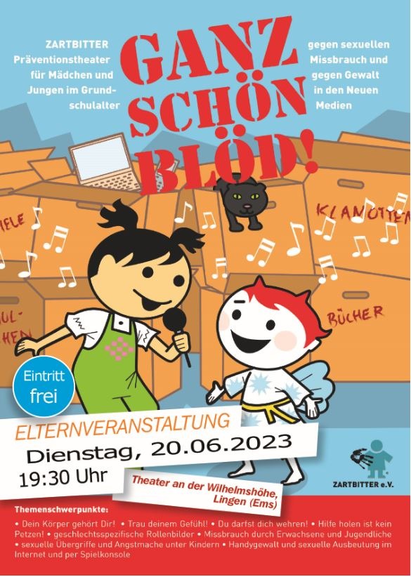 POL-EL: Lingen - Schutz vor Gewalt gegen Kinder- Einladung zum Präventionstheaterstück "Ganz schön blöd" am 20. Juni, 19.30 Uhr im Theater an der Wilhelmshöhe