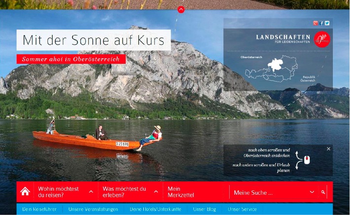 Neues Oberösterreich-Tourismus-Fenster im Internet