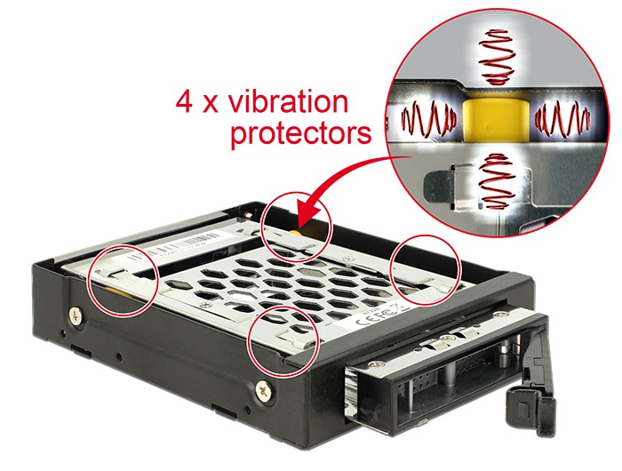 Moderner Wechselrahmen mit Vibrationsschutz für Festplatten in Fahrzeugen und Maschinen