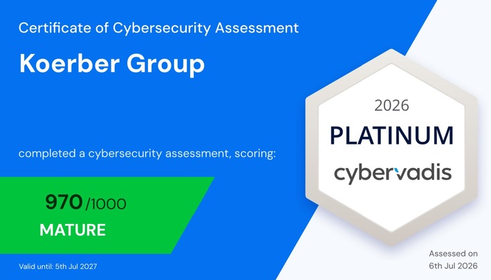 Körber erhält 2026 CyberVadis Platinum und verbessert seine Cybersicherheitswertung erneut