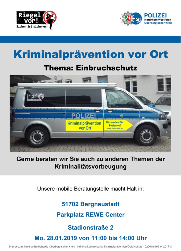 POL-GM: Mobile Beratungsstelle der Polizei am 28. Januar in Bergneustadt