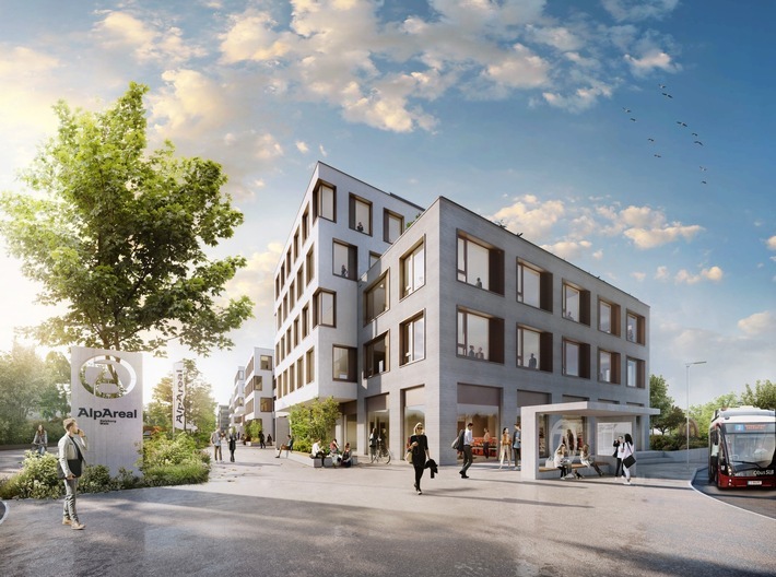 BILD zu OTS - Grünes Licht für den neuen Business-Campus AlpAreal Salzburg Wals. Die Kufsteiner BODNER Gruppe wird in der Salzburger Gemeinde Wals-Siezenheim das AlpAreal Salzburg Wals errichten. Bereits im April soll der Baustart erfolgen. © Zechner-Grabher – Flenreisz visual studio