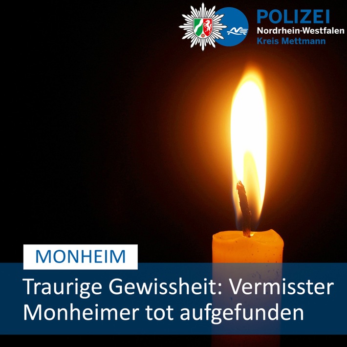 POL-ME: Vermisster Monheimer tot aufgefunden - Monheim am Rhein - 2102131