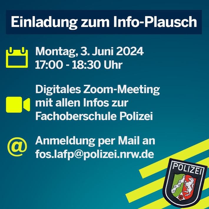 POL-NE: Digitale Info-Veranstaltung zum Bildungsgang "FOS-Polizei" am 03.06.2024