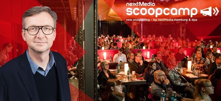 Zum zehnjährigen scoopcamp-Jubiläum: Jochen Wegner erhält scoop Award 2018 / Weiterer Text über ots und www.presseportal.de/nr/8218 / Die Verwendung dieses Bildes ist für redaktionelle Zwecke honorarfrei. Veröffentlichung bitte unter Quellenangabe: "obs/scoopcamp/dpa"