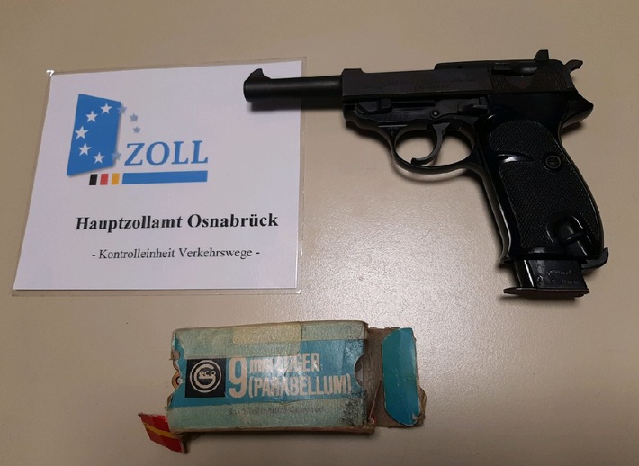 HZA-OS: Osnabrücker Zoll entdeckt Pistole im Handschuhfach