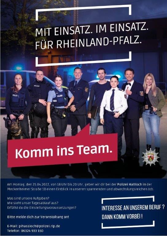 POL-PDNW: (Haßloch) Berufsinfoabend bei der Polizei Haßloch